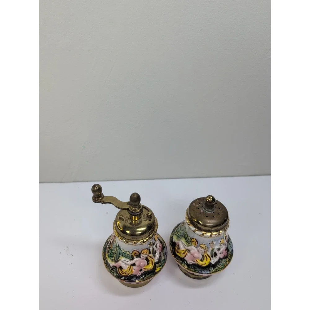 Macina Temperata Porcelain Pepper Mill & Salt Shaker Made In‎ Italy Vintage